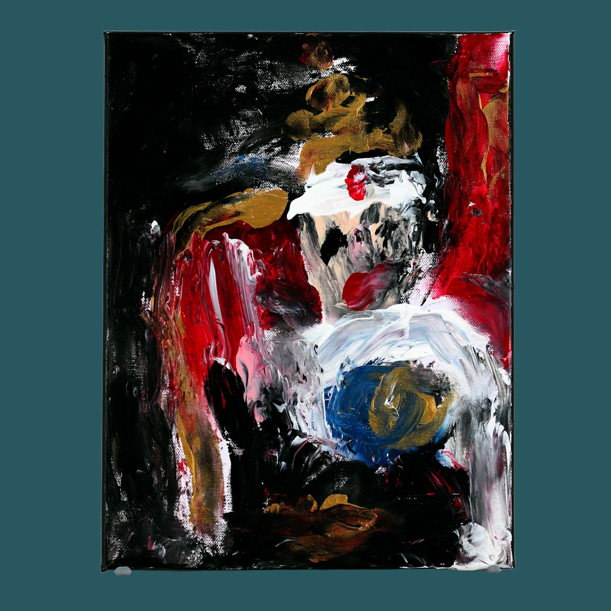 A Terribleist foot-painted portrait of King Charles III by Jack Myntan, showing a crude representation of His Majesty wearing a golden crown and holding a scepter. The terrible art piece exemplifies the Terribleist movement's deliberately childlike and immediate painting style using bright colours with visible, energetic brushstrokes against a dark background. This bad art portrait embodies the anti-perfectionism and purposeful artistic incompetence central to Terribleism, painted on cheap canvas as part of the movement's rejection of traditional artistic materials.